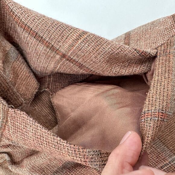 vintage tan Tartan   Wool Blend Skirt Size 9 Petite pockets 70’s - Picture 8 of 14